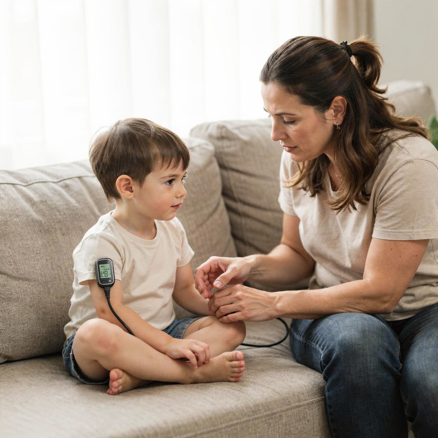 Parent supporting child with care at home